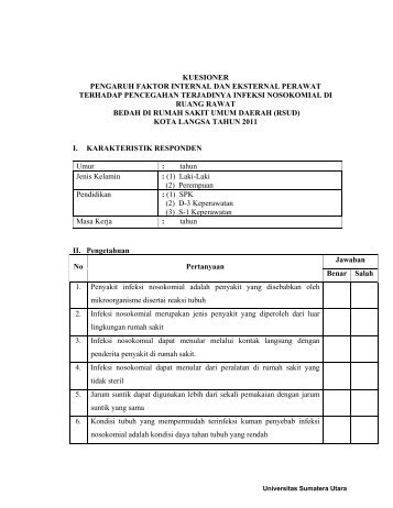 kuesioner pengaruh faktor internal dan eksternal perawat terhadap ...