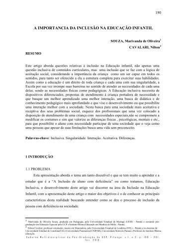 14 - a importancia da inclusão na educação infantil - Faculdades do ...