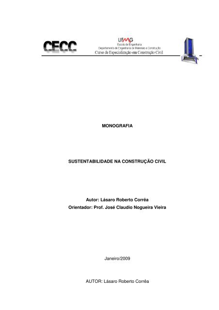 MONOGRAFIA SUSTENTABILIDADE NA ... - CECC - UFMG