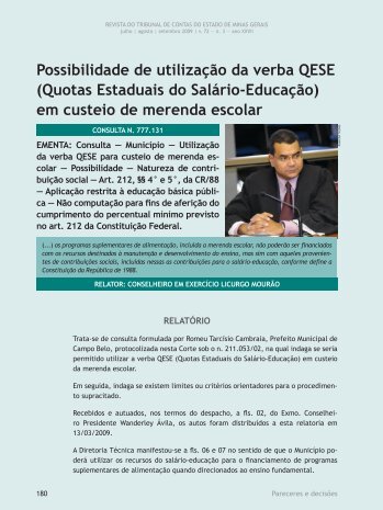 Possibilidade de utilização da verba Qese (Quotas ... - Revista do TCE