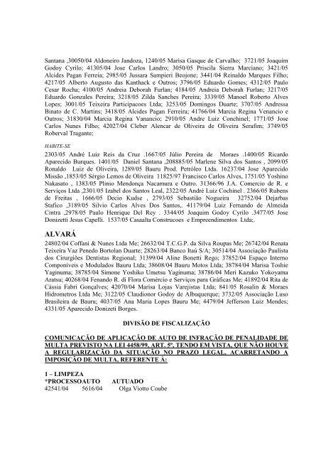 Diário Oficial de Bauru - Prefeitura Municipal de Bauru - Governo do ...