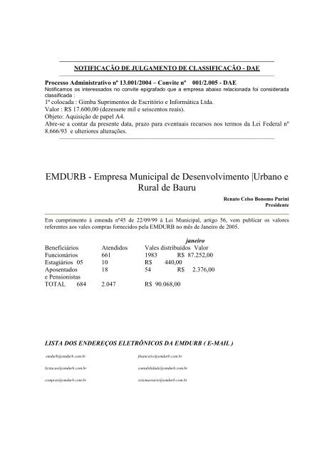 Diário Oficial de Bauru - Prefeitura Municipal de Bauru - Governo do ...
