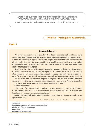 Texto I PARTE I – Português e Matemática - CAp-UERJ