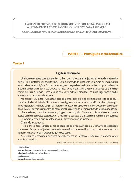 Texto I PARTE I – Português e Matemática - CAp-UERJ