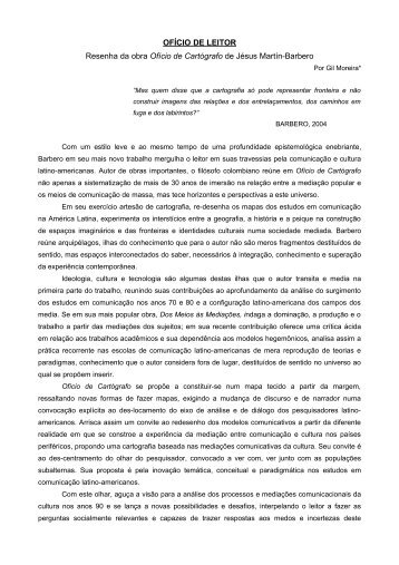 OFÍCIO DE LEITOR Resenha da obra Ofício de Cartógrafo de ... - USP