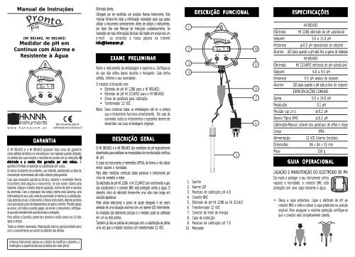 Manual de Utilização - Hanna Instruments Portugal