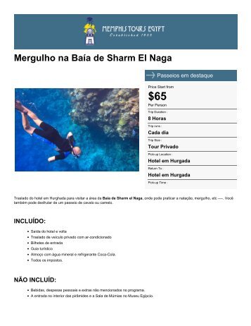 Mergulho na Baía de Sharm El Naga Tour ... - Memphis Tours