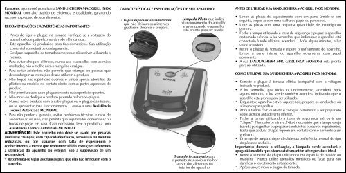 Manual_Sanduicheira Mac Grill Inox S-11 08-12 Rev01 - Mondial