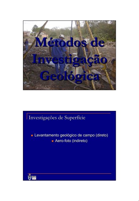 Métodos de Investigação Geológica