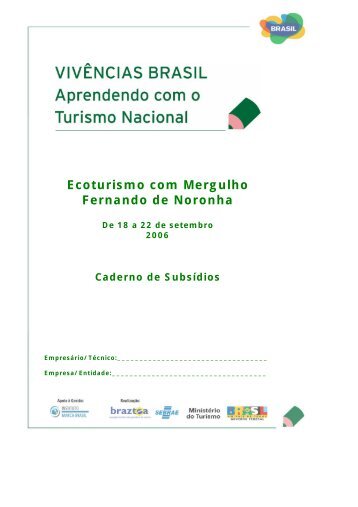 Ecoturismo com Mergulho Fernando de Noronha - Ministério do ...