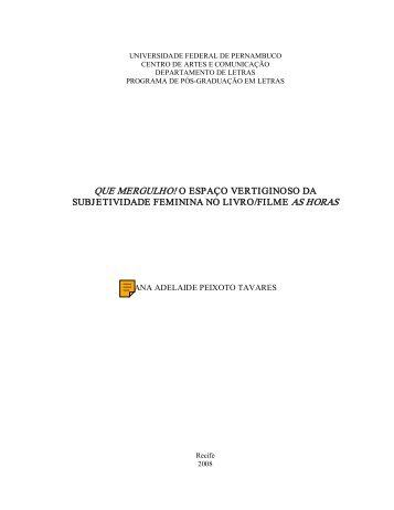 que mergulho! o espaço vertiginoso da subjetividade feminina no ...