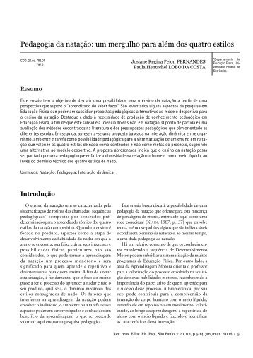 Pedagogia da natação: um mergulho para além dos ... - Profedf.ufpr.br