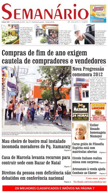 Edição 1009, de 7 de Dezembro de 2012 - Semanário de Jacareí Edição 1009, de 7 de Dezembro de 2012 - Semanário de Jacareí