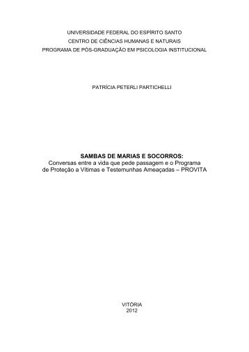 SAMBAS DE MARIAS E SOCORROS - UFES - Universidade ...