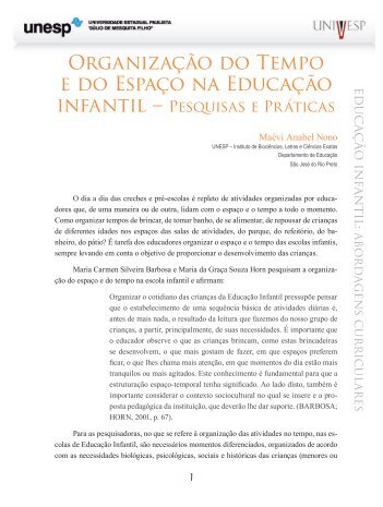 Organização do Tempo e do Espaço na Educação - Acervo Digital ...