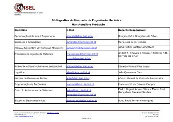 Bibliografias do Mestrado de Engenharia Mecânica ... - ISEL