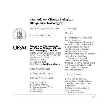 Mestrado em Ciências Biológicas (Bioquímica Toxicológica) - UFSM