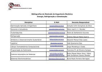 Bibliografias do Mestrado de Engenharia Mecânica Energia ... - ISEL