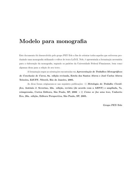 Modelo de Monografia para Mestrado - UFF