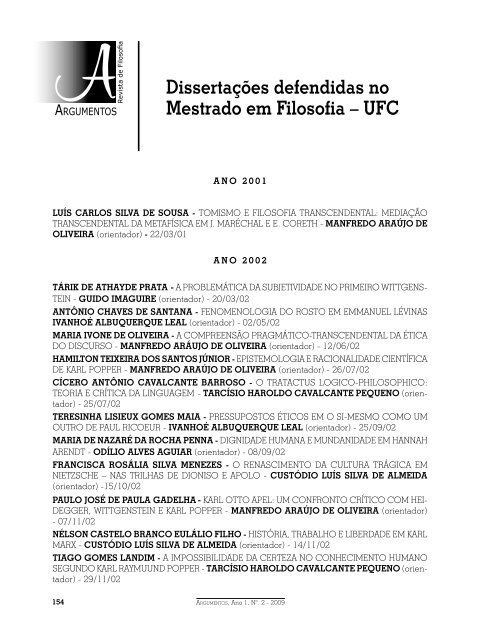 dissertações defendidas no Mestrado em Filosofia – UFC - Curso de ...