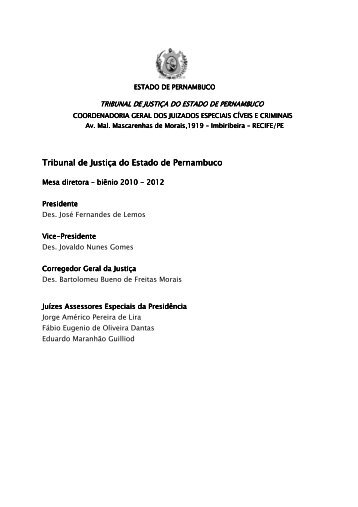 Relatório Juizados Especiais de PE - Poder Judiciário de Pernambuco