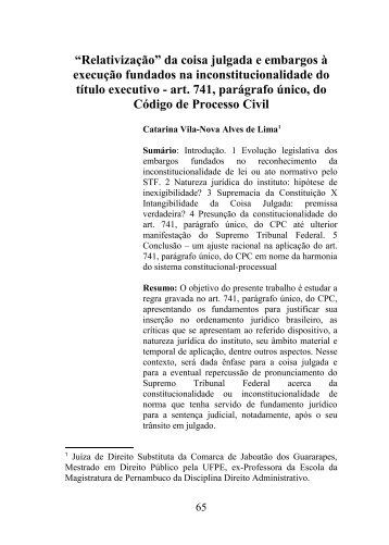 da coisa julgada e embargos à execução fundados na ...