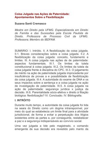 Coisa Julgada nas Ações de Paternidade: Apontamentos Sobre a ...