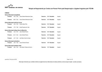 Relação de Responsáveis por Contas com Parecer ... - TCE-MA