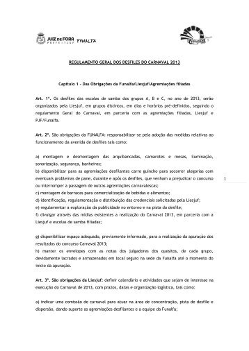 REGULAMENTO GERAL DOS DESFILES DO CARNAVAL 2013 ...