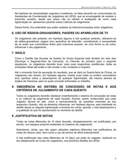 O MANUAL DO JULGADOR OBJETIVA TRANSMITIR ... - Liesa