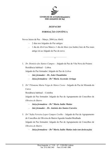 2004-04-13-Despacho - Formação Continua de ... - Julgados de Paz