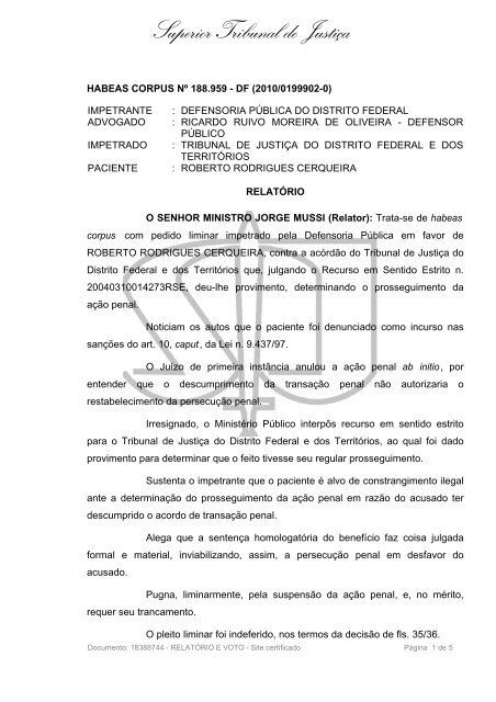 Coisa julgada — Tribunal de Justiça do Distrito Federal e dos Territórios