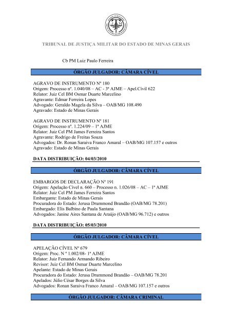 Março - Tribunal de Justiça Militar do Estado de Minas Gerais