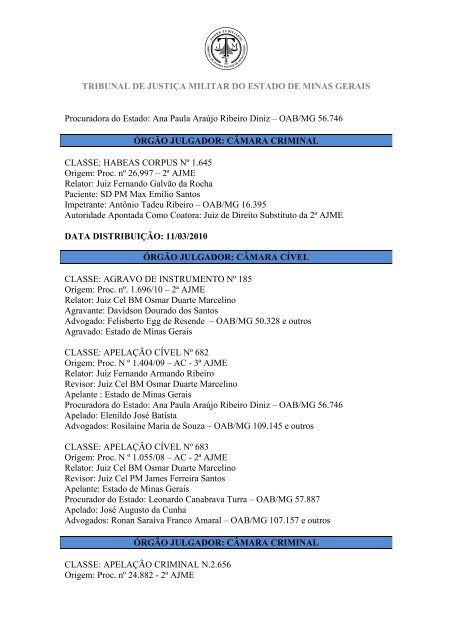 Março - Tribunal de Justiça Militar do Estado de Minas Gerais