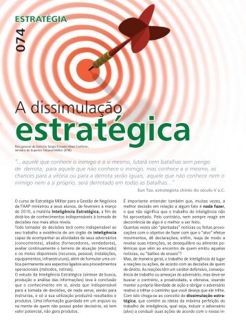 A dissimulação estratégica - Revista Qualimetria nº 223 - Faap