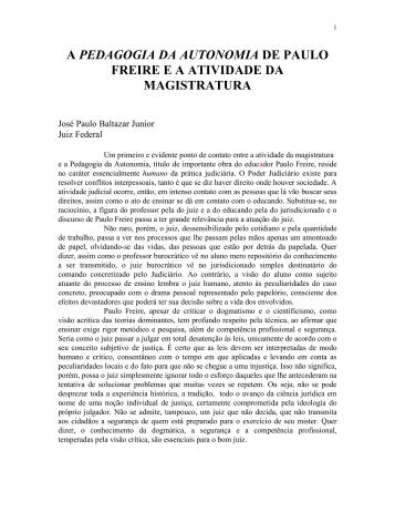 A pedagogia da autonomia de Paulo Freire e a atividade ... - Esmafe