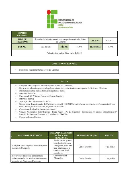 Recurso ao relatório apresentado pela comissão de ... - IFAL