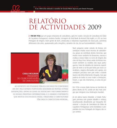 Relatório e Contas 2009 - Clube Português de Canicultura
