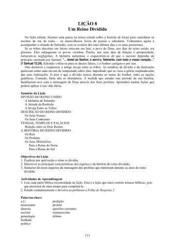 Lição 8: Um Reino Dividido - Global University - GlobalReach.org