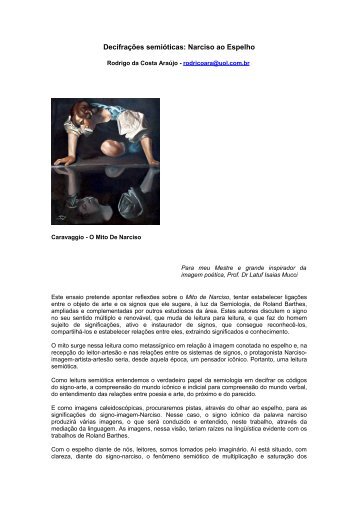 Decifrações semióticas: Narciso ao Espelho - Monografias.com