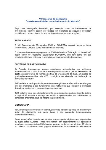 VII Concurso de Monografia "Investimento Coletivo como ...