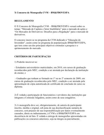 Concurso de Monografia - CVM