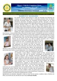 Boletim Semanal N° 23 RC Campinas Oeste - Distrito 4590