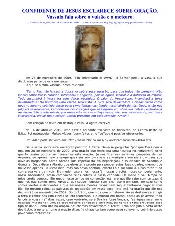 Confidente de Jesus esclarece sobre oração. - Maria Mãe da Igreja