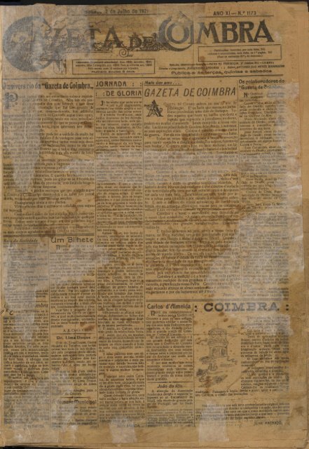"Gazeta mm de Coimbra,, GAZETA DE COIMBRA