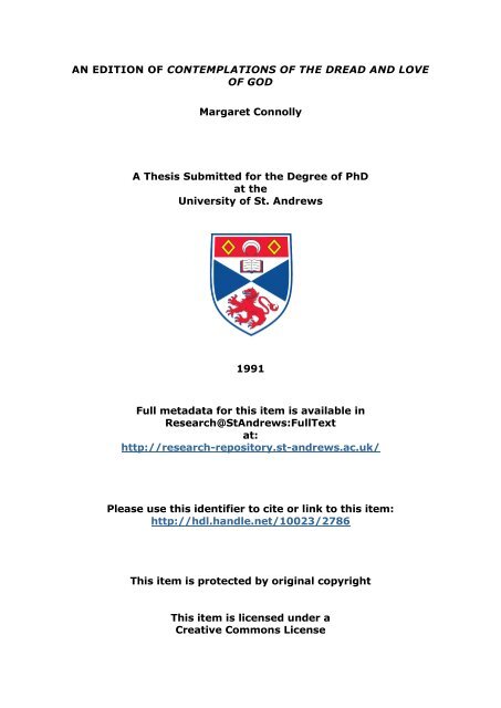 Margaret Connolly PhD Thesis - Research@StAndrews:FullText ...