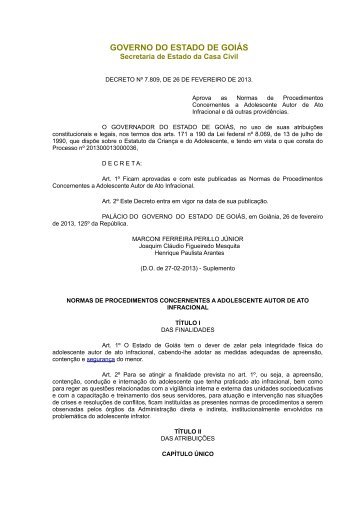 Decreto nº 7.809, de 26 de fevereiro de 2013 - Ministério Público do ...
