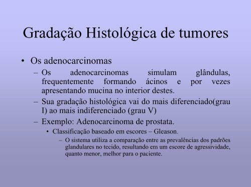 Gradação Histológica de tumores - medicina | celular