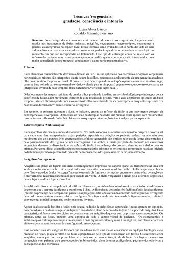 Técnica Vergenciais.cdr - VERGÊNCIA Produtos Ortópticos