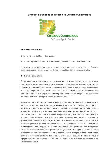 Memória descritiva do logótipo - Rede Nacional de Cuidados ...